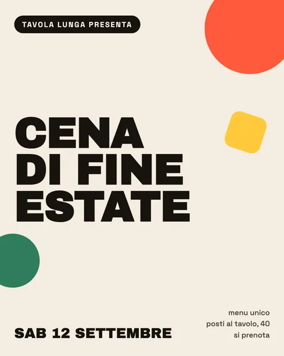 Locandina di una cena di fine estate, carta e adesivi